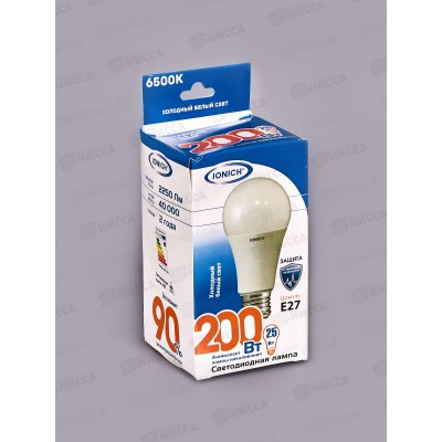Лампа светодиодная IONICH E27 LED-SMD2835-А-60-25ВТ-2250Лм-230В 6500К,1558*50 Лампа светодиодная IONICH E27 LED-SMD2835-А-60-25ВТ-2250Лм-230В 6500К,1558*50