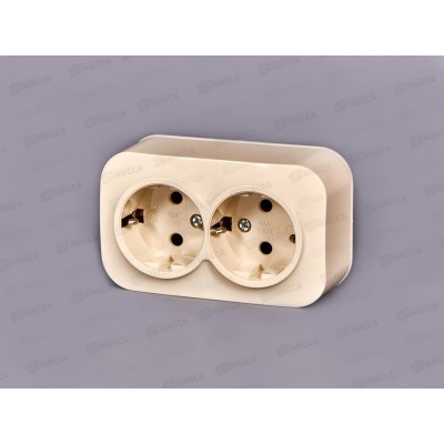 Розетка IONICH 2-местная открытой установки, с заземлением, 16А, 220В слоновая кость,керамика,1428*10