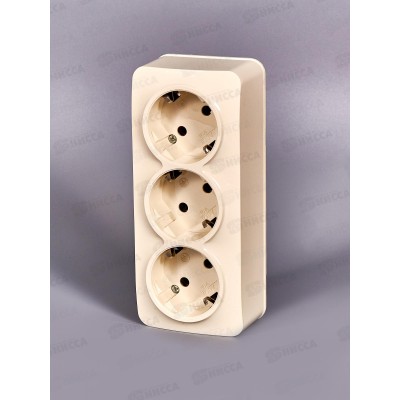 Розетка IONICH 3-местная открытой установки, с заземлением, 16А, 220В слоновая кость,керамика,1429*10 Розетка IONICH 3-местная открытой установки, с заземлением, 16А, 220В слоновая кость,керамика,1429*10