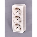 Розетка IONICH 3-местная открытой установки, с заземлением, 16А, 220В белая,керамика, 1420*10