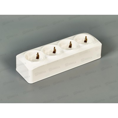 Розетка IONICH 4-местная открытой установки, с заземлением, 16А, 220В белая, керамика,1447*10