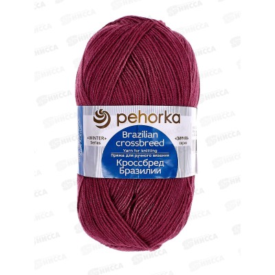 Пряжа Кроссбред Бразилии малиновый шерсть/акрил 100гр 500м 439