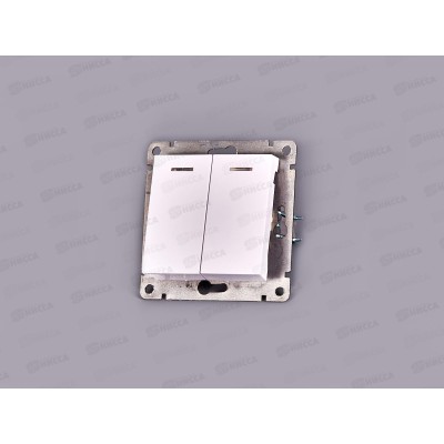 Выключатель Афина 2-клавиши скрытая установка, 10А, 220В ,белый , подсветка*10 Выключатель Афина 2-клавиши скрытая установка, 10А, 220В ,белый , подсветка*10