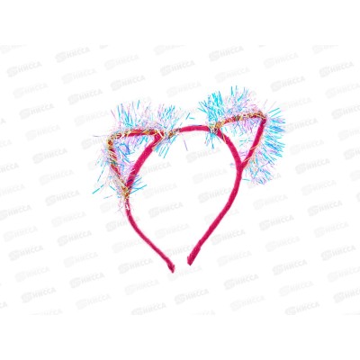 Ободок металл ткань "Ушки" пушинки №10063 Ободок металл ткань "Ушки" пушинки №10063