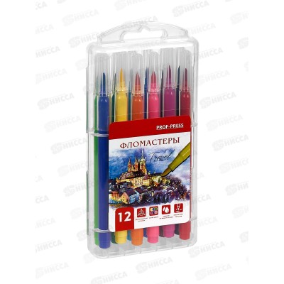 Фломастеры 12цв. ПП с кисточкой TRAVEL, ФЛ-8514, кейс *12/144 Фломастеры 12цв. ПП с кисточкой TRAVEL, ФЛ-8514, кейс *12/144