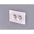 Розетка Афина 2-местная скрытой установки, без заземления, 16А, 220В белая, А0102*10