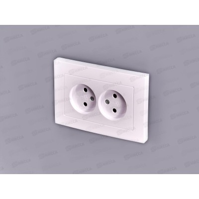Розетка Афина 2-местная скрытой установки, без заземления, 16А, 220В белая, А0102*10 Розетка Афина 2-местная скрытой установки, без заземления, 16А, 220В белая, А0102*10