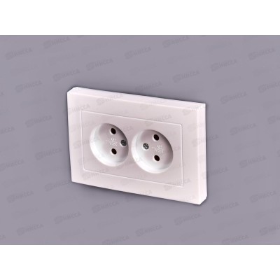 Розетка Афина 2-местная скрытой установки, без заземления, 16А, 220В жемчуг, A0102-OBr*10