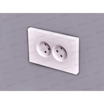 Розетка Афина 2-местная скрытой установки, без заземления,з/ш 16А, 220В белая, A0048*10