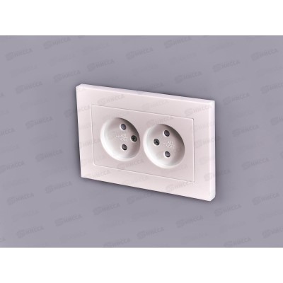 Розетка Афина 2-местная скрытой установки, без заземления,з/ш 16А, 220В ,жемчуг, A0048-OBr*10