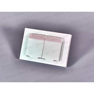 Розетка Афина 2-мес.с крышкой с/у, с/з 16А, 220В, жемчуг, A0031-OBr*10