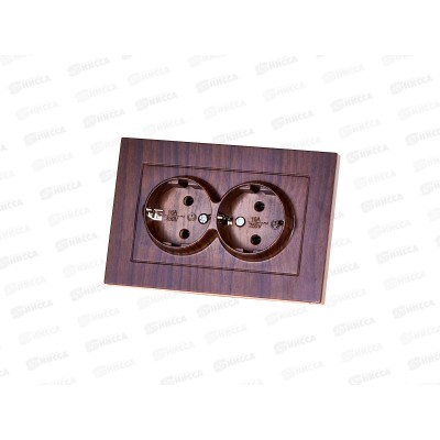 Розетка Афина 2-местная скрытой установки, с заземлением 16А, 220В венге, A0128-V*10