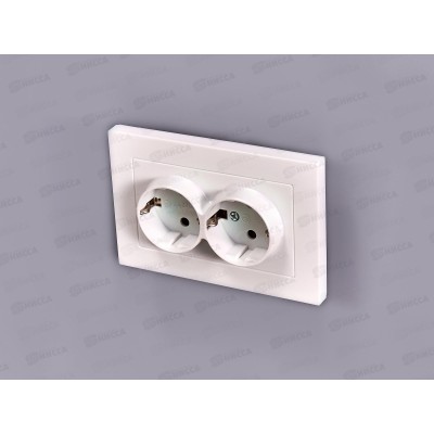 Розетка Афина 2-местная скрытой установки, с заземлением 16А, 220В, жемчуг, A0128-OBr*10