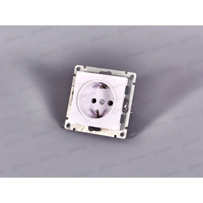 Розетка Афина 1-местная скрытой установки, c заземлением, 16А, 220В белая, А0028*10 Розетка Афина 1-местная скрытой установки, c заземлением, 16А, 220В белая, А0028*10