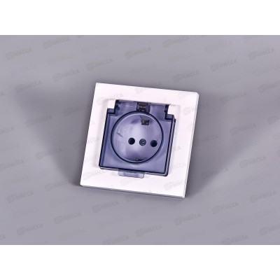 Розетка Афина 1-местная скрытой установки, c заземлением, с крышкой 16А, 220В белая, А0030*10