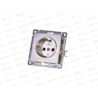 Розетка Афина 1-местная скрытой установки c заземлением, 16А, 220В серебро,A0028-S*10