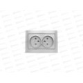 Розетка Бриллиант 2-местная без заземления, скрытой установки, з/ш 16А, 220В,серебро,керамика, 7949773*10