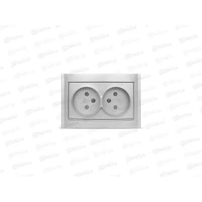 Розетка Бриллиант 2-местная без заземления, скрытой установки, з/ш 16А, 220В,серебро,керамика, 7949773*10