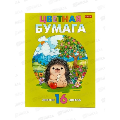 Цветная бум.  16л 16цв Hatber Дикобразин на полянке 32247 *50