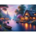 Алмаз. мозаика (класс.) 40х50см Волшебная деревушка, НД-8945 с подр.