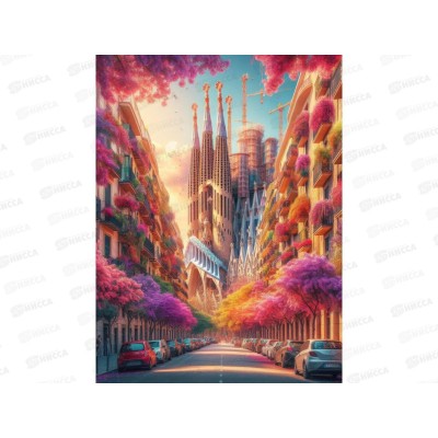 Алмаз. мозаика (класс.) 40х50см Цветущая Барселона, НД-8935 с подр.