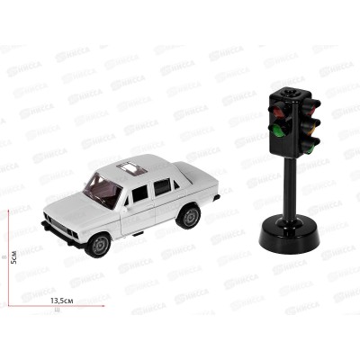 Машинка в наборе со светофором (16,5х23см, цвет микс) МИ-1173