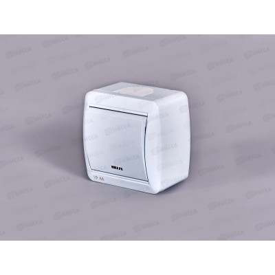 Выключатель КЛИО 1-клавиша открытой установки, 10А, 220В, подсветка, белый, К2225*10