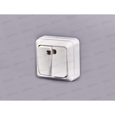 Выключатель ОЛИМП 2-клавиши открытой установки, 10А, 220В подсветка, белый, О0123*10 Выключатель ОЛИМП 2-клавиши открытой установки, 10А, 220В подсветка, белый, О0123*10