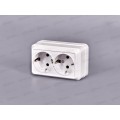 Розетка ОЛИМП 2-местная открытой установки, с заземлением, 16А, 220В белая, керамика,O0128*10