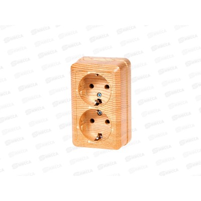 Розетка ОЛИМП 2-местная открытой установки, с заземлением, 16А, 220В сосна,керамика, 5560865*10