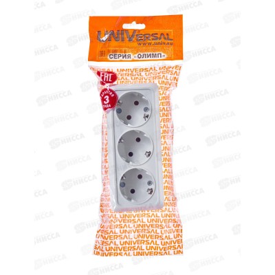 Розетка ОЛИМП 3-местная открытой установки, с заземлением, 16А, 220В белая,керамика,1161*10 Розетка ОЛИМП 3-местная открытой установки, с заземлением, 16А, 220В белая,керамика,1161*10