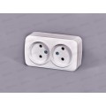 Розетка СОЮЗ 2-местная  Электра, открытой установки, без заземления 16А, 220В, белая,0024*10