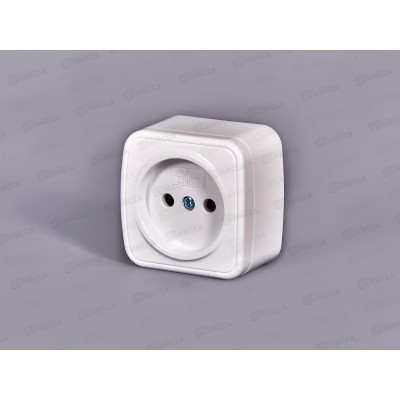 Розетка СОЮЗ 1-местная  Электра, открытой установки, без заземления 16А, 220В, белая,0011*10