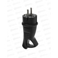Вилка UNIVersal с/з с ушком, каучук, 16А, 250B, IP44, черный,0003