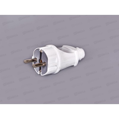 Вилка UNIVersal с заземлением прямая, 16А, 250B, белая, А101