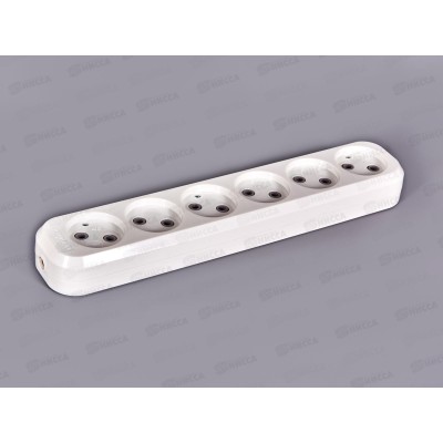 Колодка UNIVersal без заземления 6 гнезд АБС-пластик, Е206 Колодка UNIVersal без заземления 6 гнезд АБС-пластик, Е206