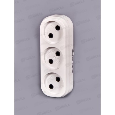 Разветвитель UNIVersal 3 гнезда, без заземления , плоский, белый 10А 250В,А203 Разветвитель UNIVersal 3 гнезда, без заземления , плоский, белый 10А 250В,А203