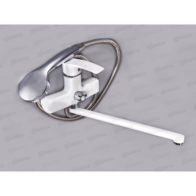 Смеситель для ванны шаровый, длинный излив, переключатель в корпусе, белый, E22151-8 Смеситель для ванны шаровый, длинный излив, переключатель в корпусе, белый, E22151-8