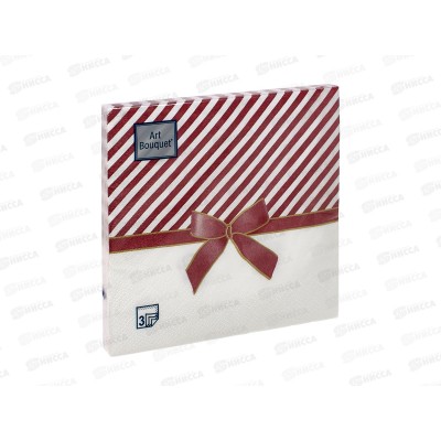 Салфетки 3 слойные 20 листов 33*33 Art Bouquet Подарок бордовый 37874*12