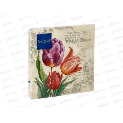 Салфетки 3 слойные 20 листов 33*33 Art Bouquet Винтажные тюльпаны 25249 *12