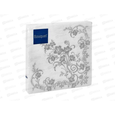 Салфетки 3 слойные 20 листов 33*33 Art Bouquet Серебряный цветок 25235 *12 Салфетки 3 слойные 20 листов 33*33 Art Bouquet Серебряный цветок 25235 *12