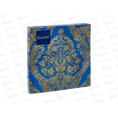 Салфетки 3 слойные 20 листов 33*33 Art Bouquet Royal (золото) на синем 37016*12