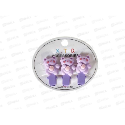 Зажим  д/волос "Розовое облако" 3шт малыши котики 658-359