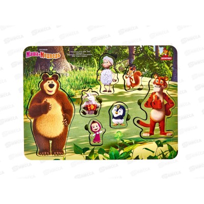 Игрушка деревянная &quotБуратино&quot Маша и Медведь, рамка-вкладыш, MASH-01  *20