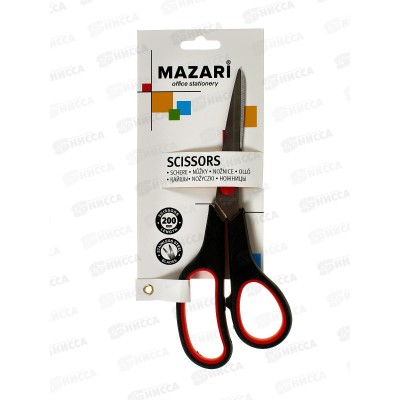 Ножницы MAZARI Be top 200мм, нерж., пл.ручки, рез.вст., M-5603 *12/96