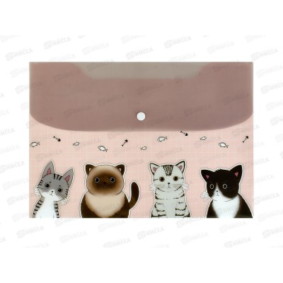 Папка с кноп. MAZARI CATDAY 33.5*23.5см 180мкм 4диз М-2523