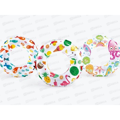 Круг надувной 59241 (61см) Яркие рыбки, 3вида, 6-10лет INTEX  *36