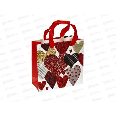 Пакет бумажный люкс 14,5*15 Сердца Р825-100*12