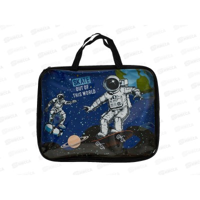 Папка на молнии ПП А4 Скейбординг в космосе-1, с ручками, П-1084 *20 Папка на молнии ПП А4 Скейбординг в космосе-1, с ручками, П-1084 *20