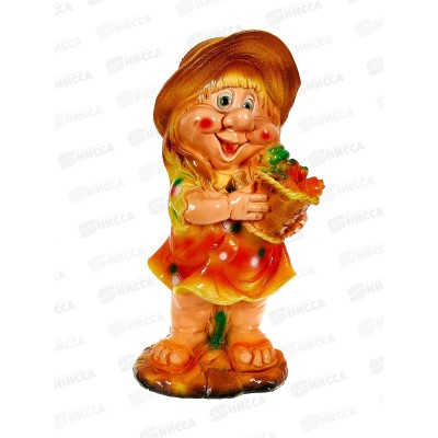 Фигура садовая из гипса &quotДевочка-Гном в соломенной шляпке&quot арт.421